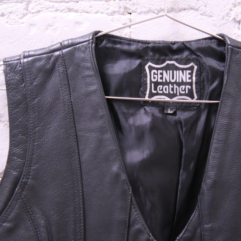 Genuine Leather Biker Vest - Picture 3 of 4